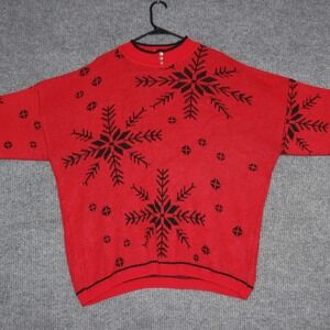 VTG  Stefano International Sweater Womens One Size Red Snowflake Ugly Christmas
